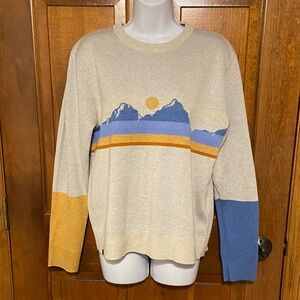 KAVU Women's Hillrose Sweater in the "Sunrise Range" color way Outdoors Size L